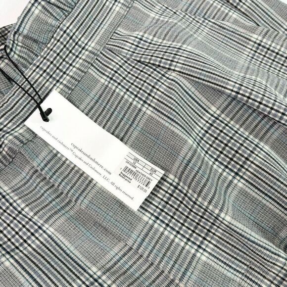 Cupcakes And Cashmere Pants 10 Womens Gray Checkered Mid-Rise Straight-Leg NWT - Picture 6 of 12